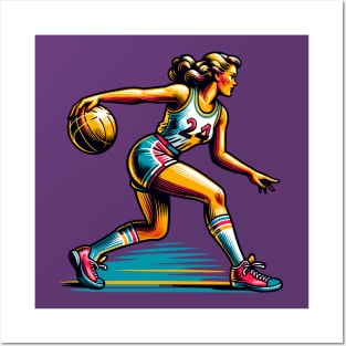 Female basketball player Posters and Art